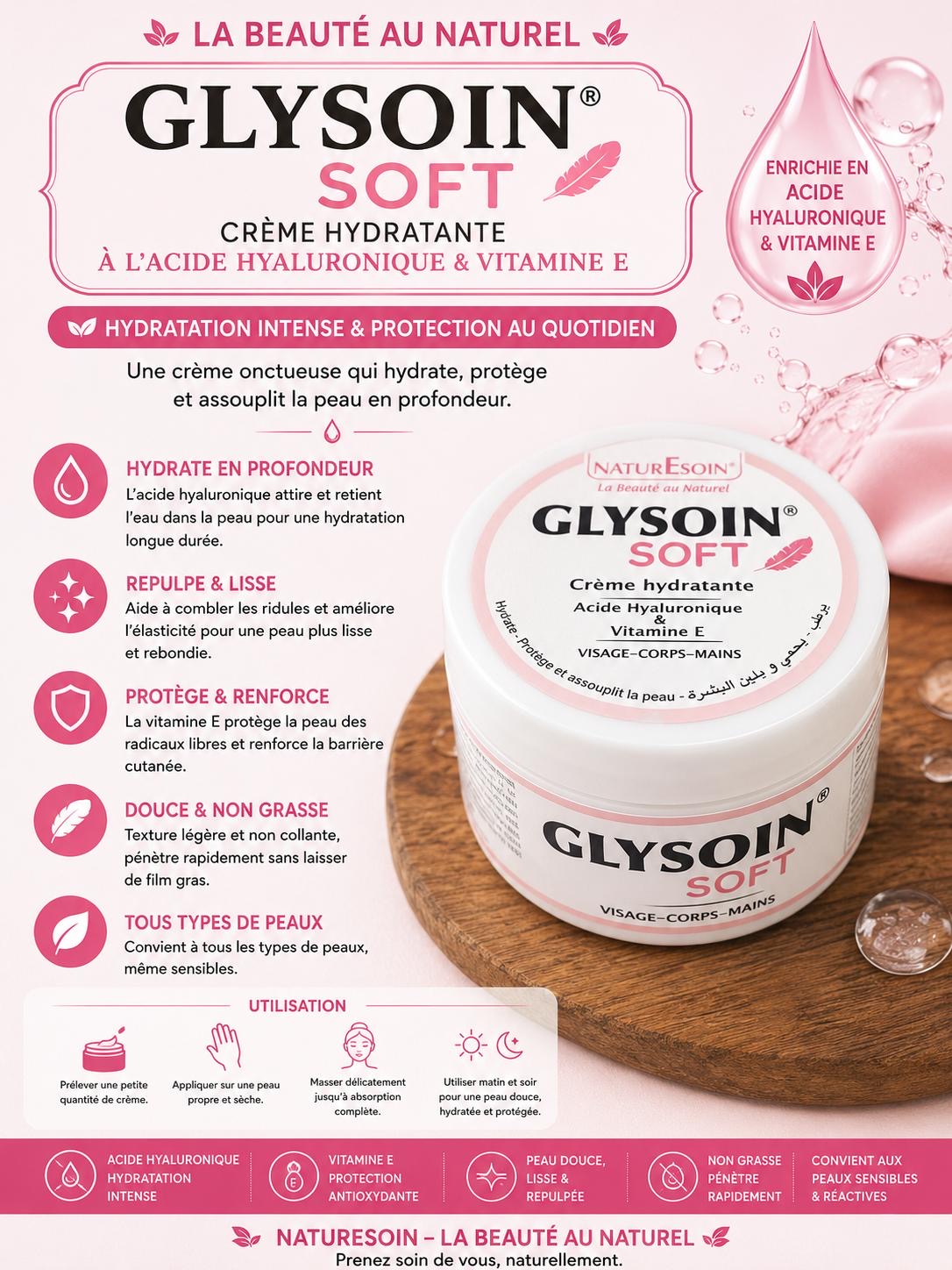 Crème hydratante à l’acide hyaluronique & à la vitamine E