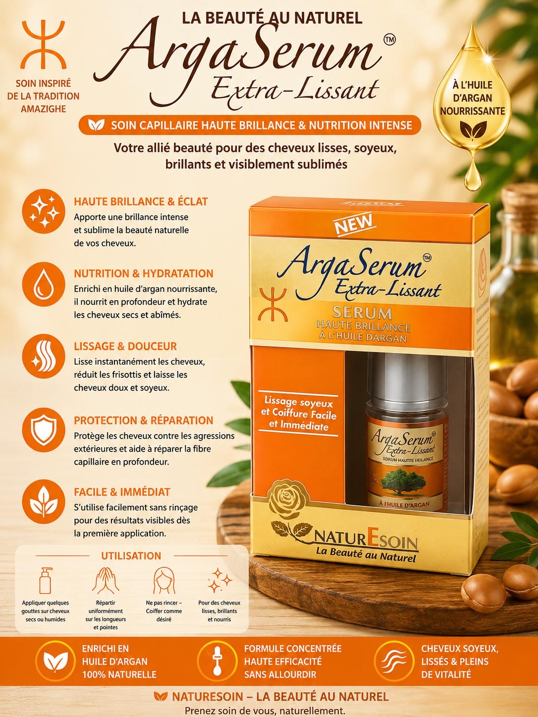 Sérum capilaire à l'huile d'argan 50 ml