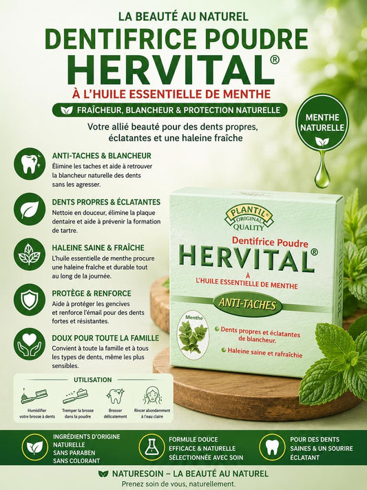 Poudre dentaire blanchissante à l’huile essentielle de Menthe 50g