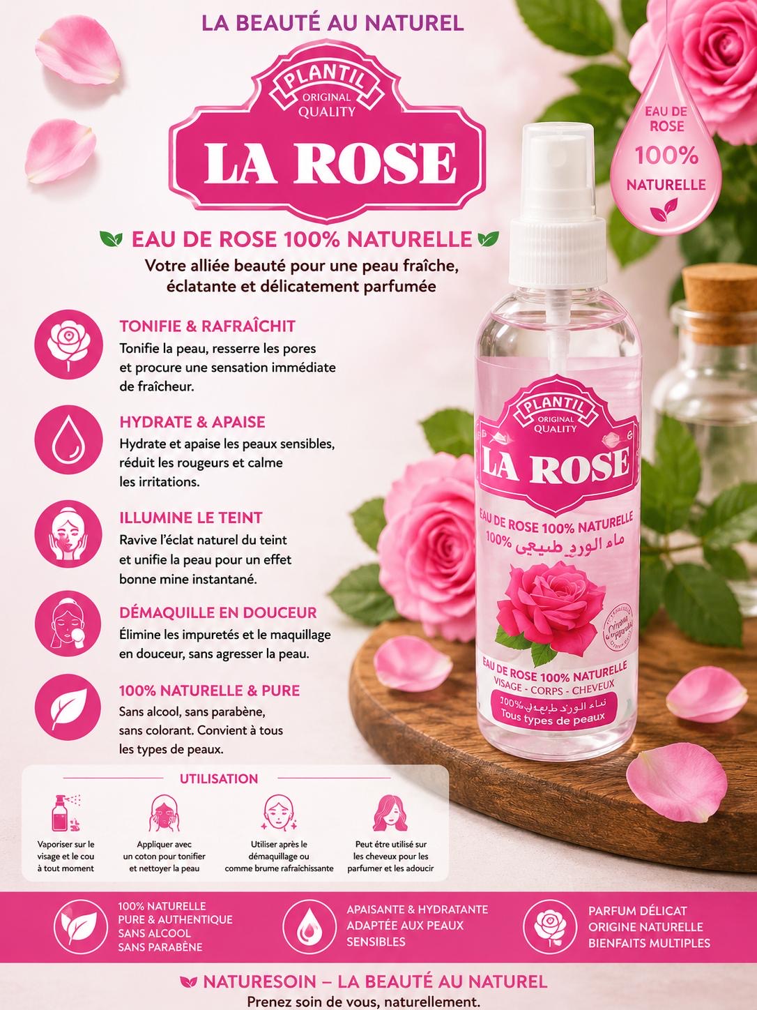 Eau de Rose naturelle 125ml