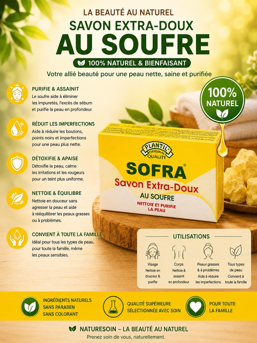 Savon Dermatologique au soufre 90g