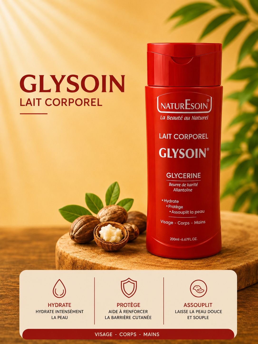 Lait corporel à la glycérine et au beurre de karité 200ml