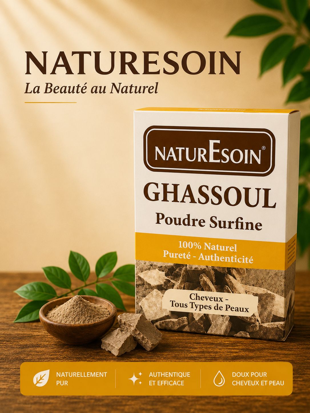 Ghassoul Naturel Soin Peau et Cheveux 100 g