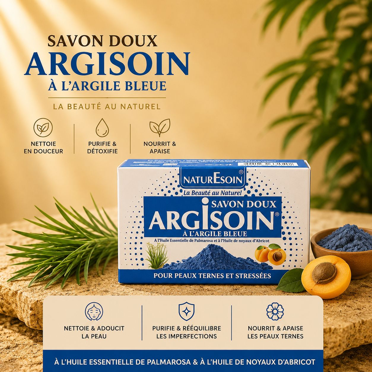Savon doux 125g - Argile bleue