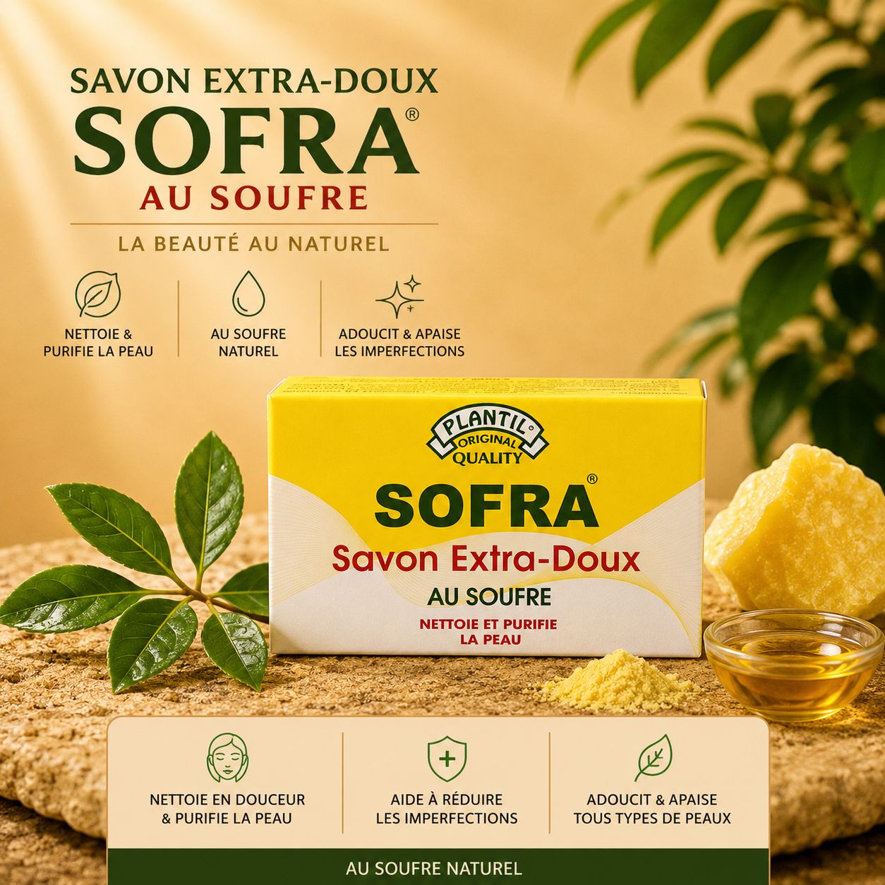 Savon Dermatologique au soufre 90g