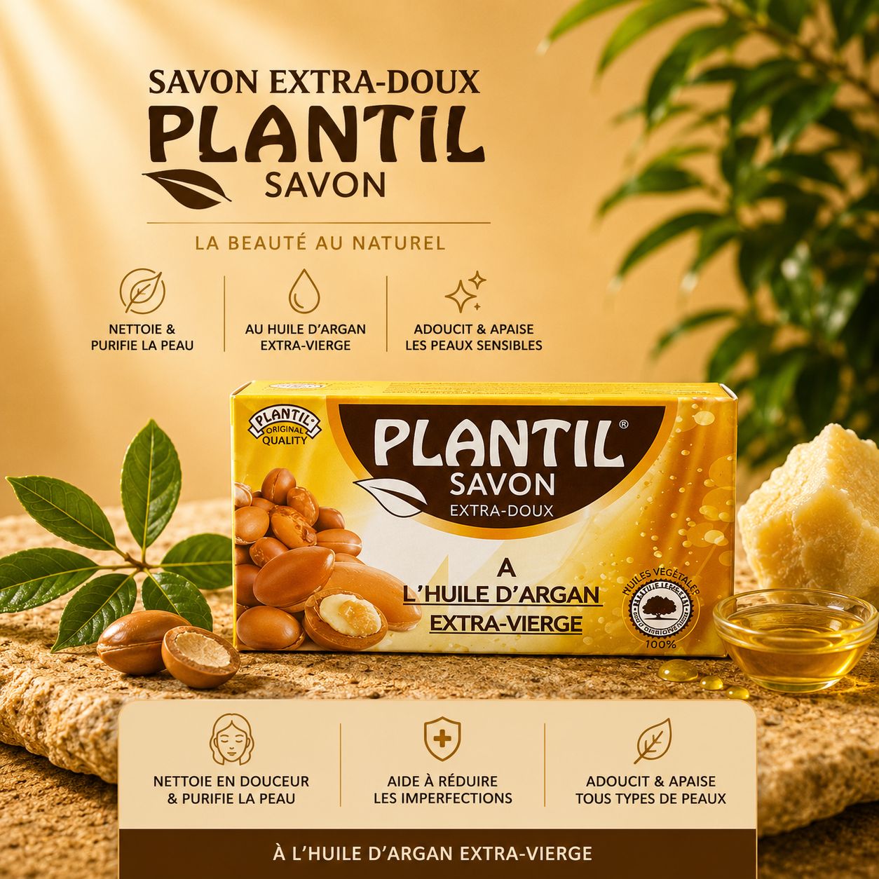 Savon naturel à l'huile d'argan 80g