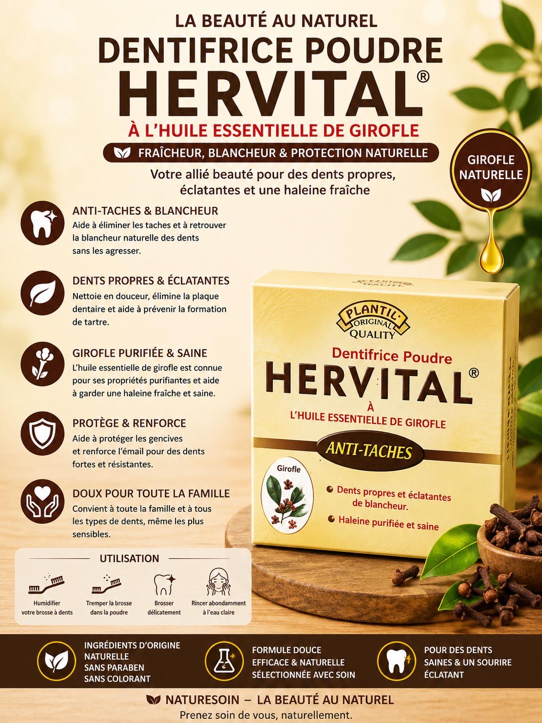 Poudre dentaire blanchissante à l’huile essentielle de Girofle 50g