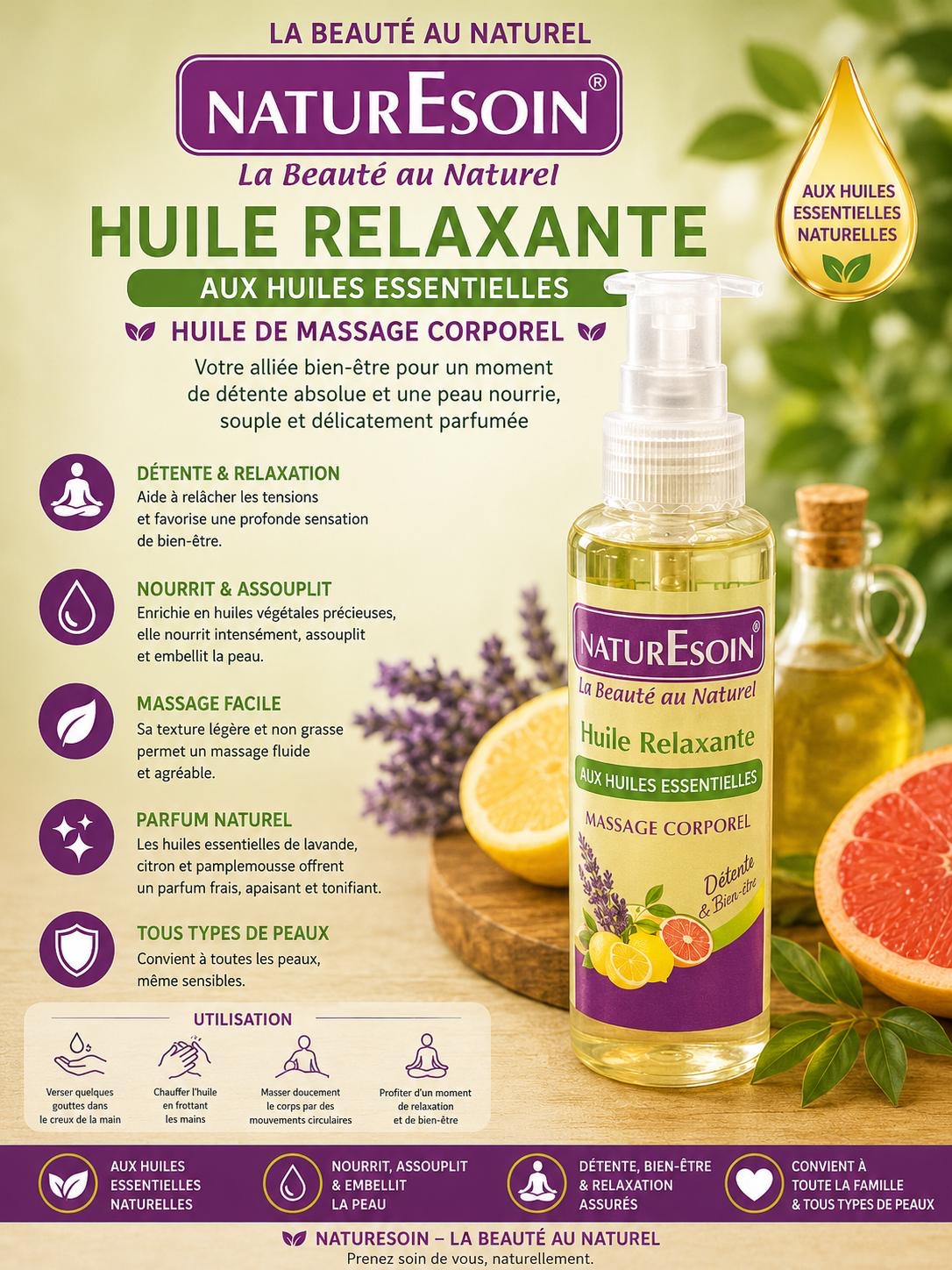 Huile Relaxante aux huiles essentielles 125ml